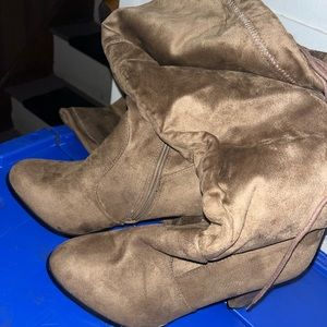 Tan Knee high suede boots
